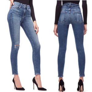GOOD AMERICAN Good Legs High Rise Skinny Jeans GL899T Knee Rip Size 24